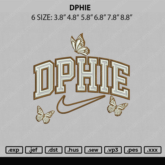 Dphie Embroidery File 6 sizes