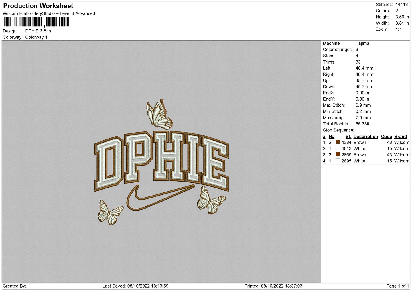 Dphie Embroidery File 6 sizes