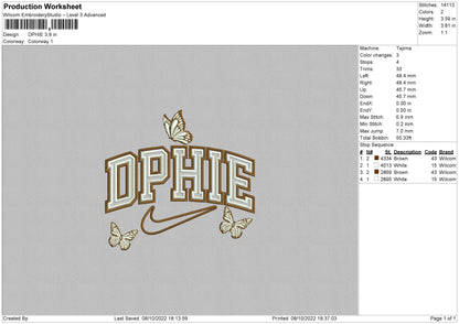 Dphie Embroidery File 6 sizes