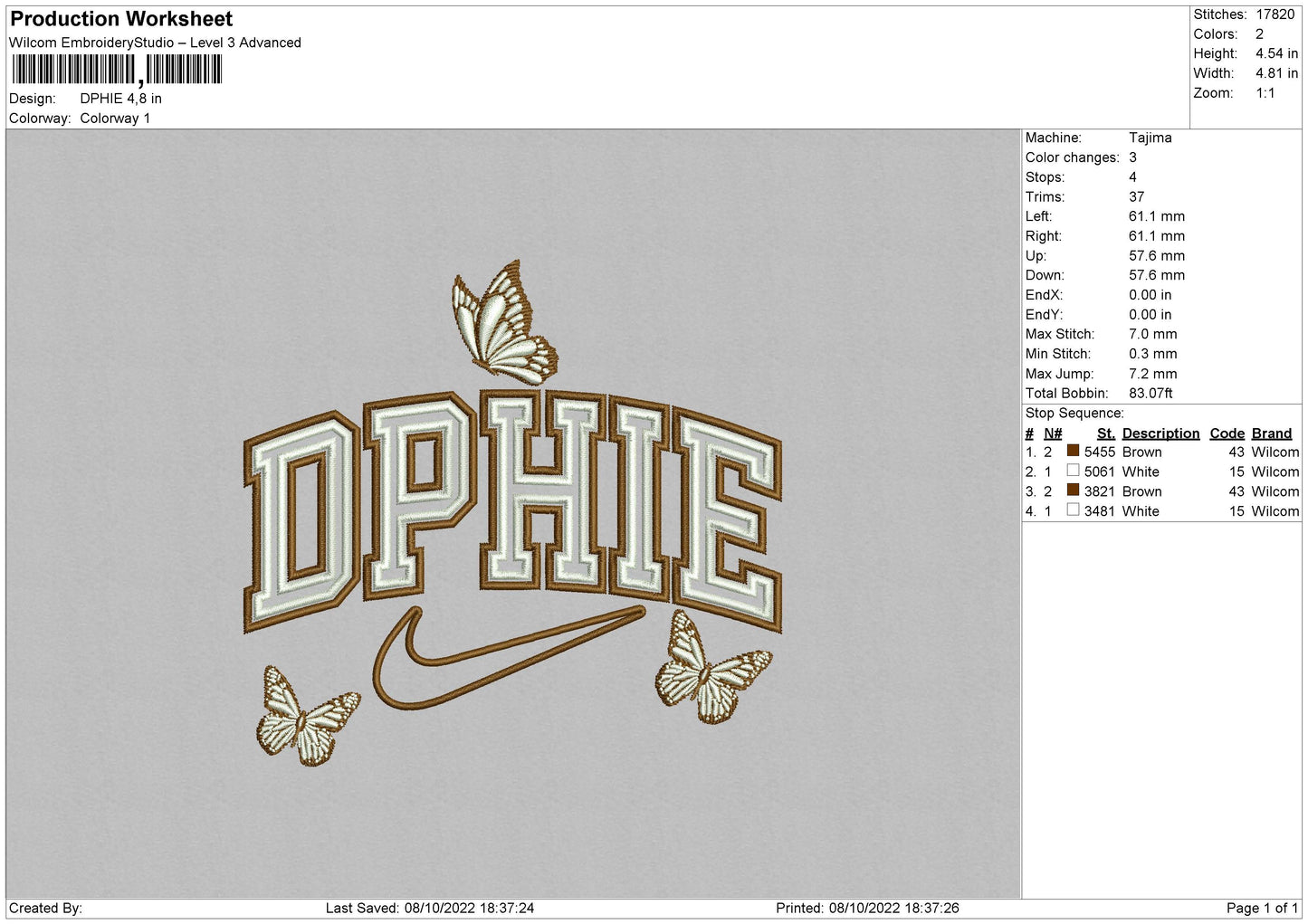Dphie Embroidery File 6 sizes