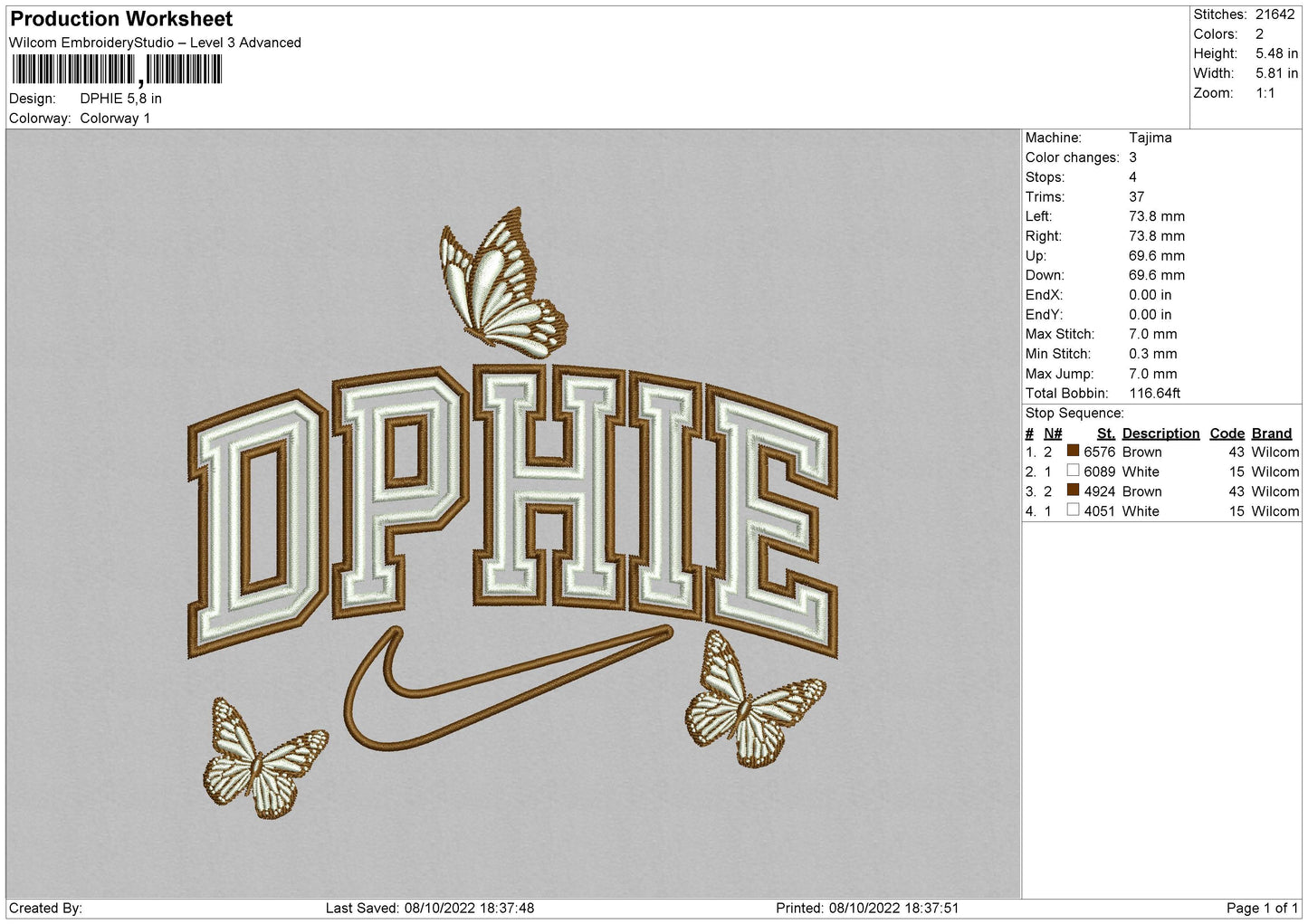 Dphie Embroidery File 6 sizes