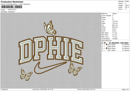 Dphie Embroidery File 6 sizes