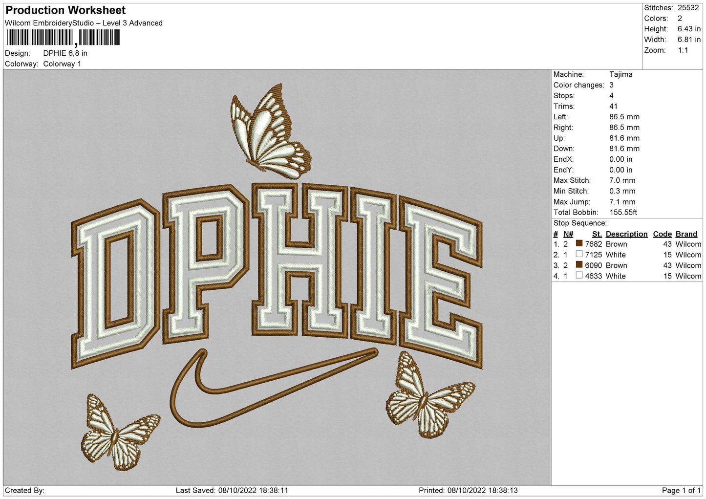 Dphie Embroidery File 6 sizes