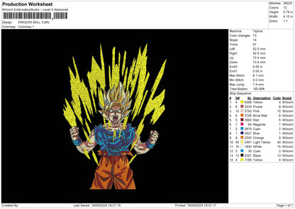 Dragon Ball 23 Embroidery File 6 sizes