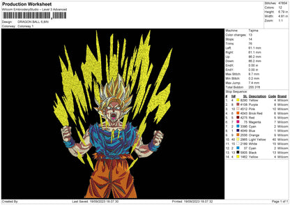 Dragon Ball 23 Embroidery File 6 sizes