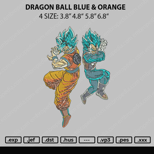 Dragon Ball Blue & Orange Embroidery File 4 size