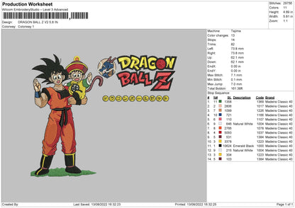 Dragon Ball Z V2 Embroidery File 5 sizes