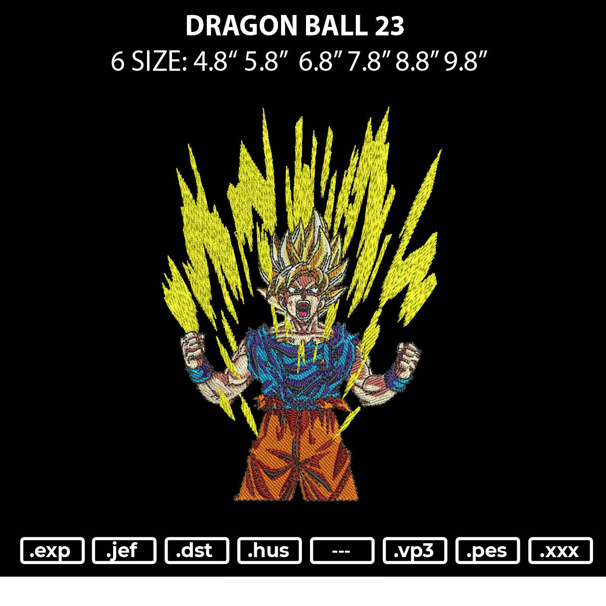 Dragon Ball 23 Embroidery File 6 sizes