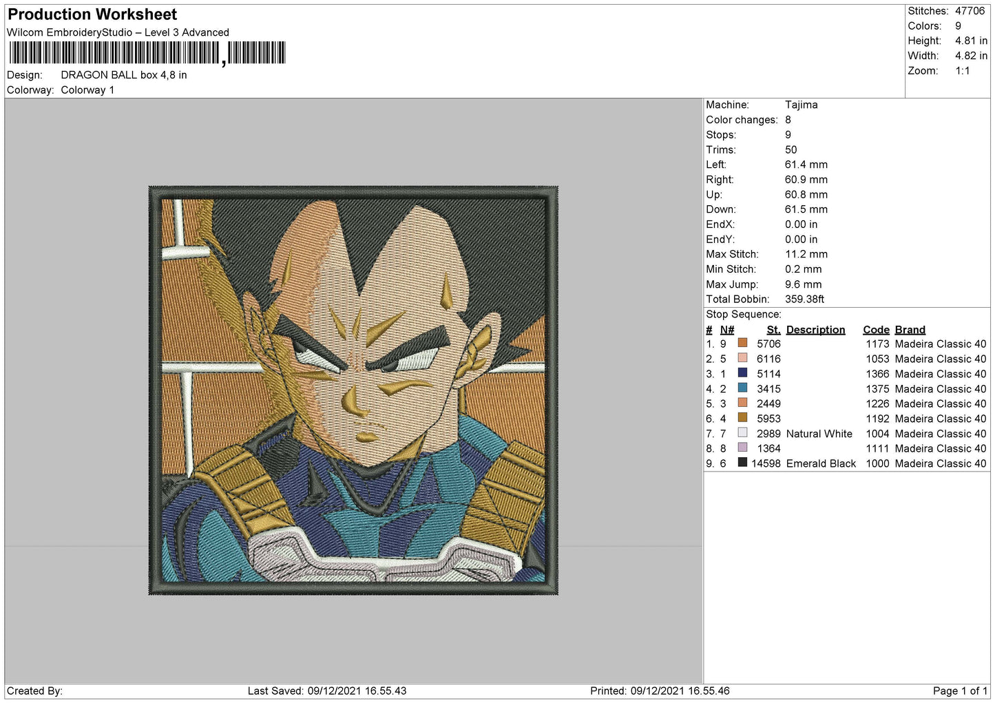 Dragon Ball Box Embroidery File 4 size