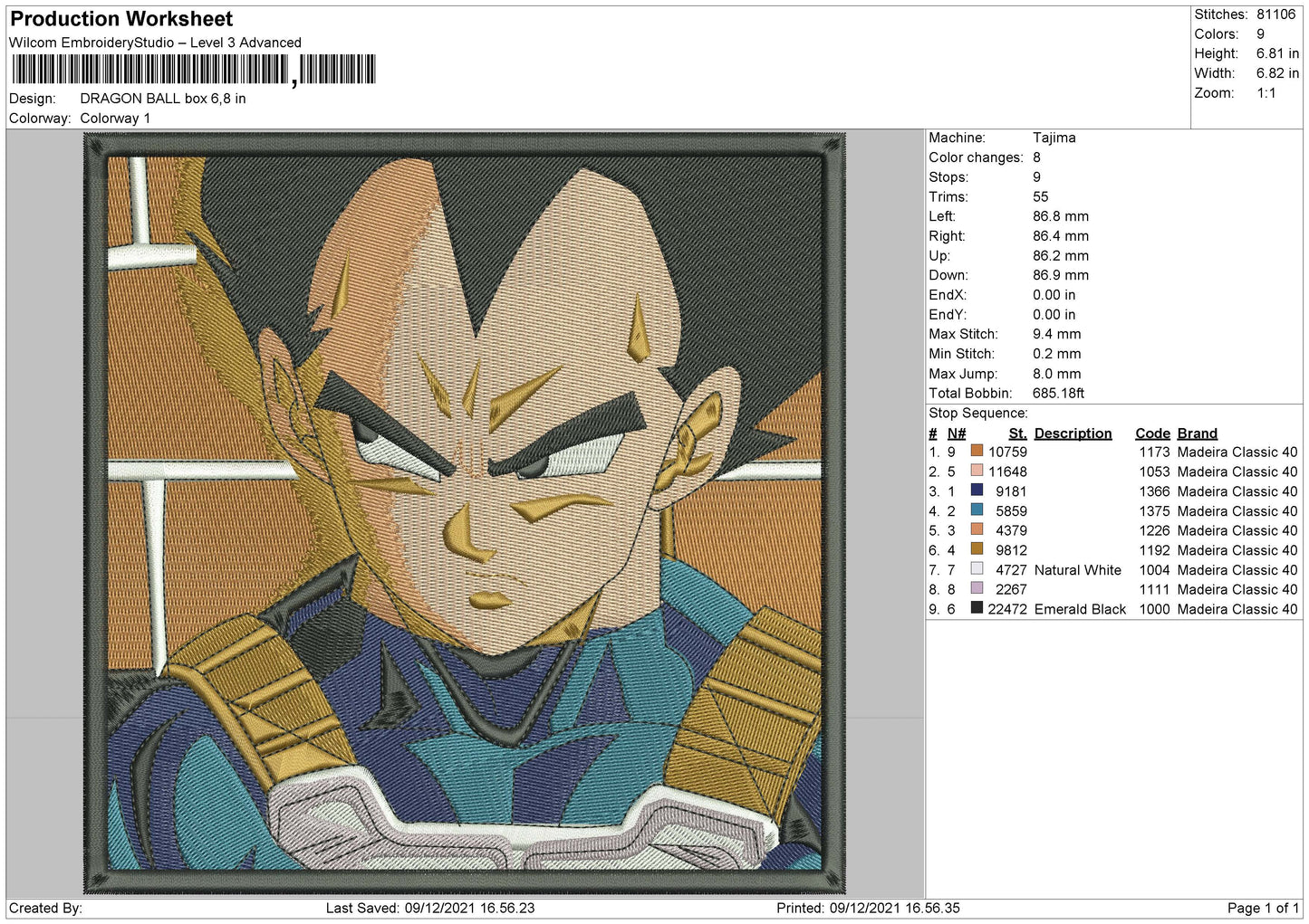 Dragon Ball Box Embroidery File 4 size