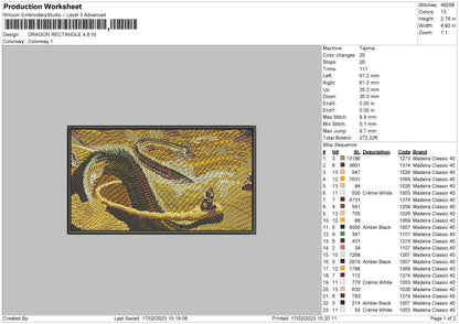 Dragon Recatngle Embroidery File 6 sizes