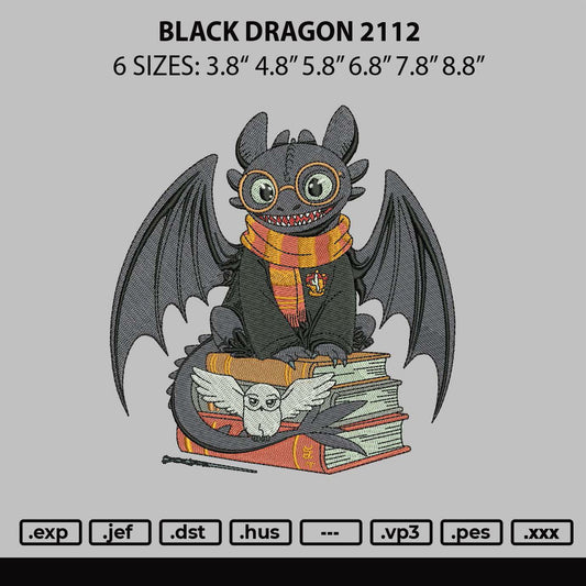 Black Dragon 2112 Embroidery File 6 sizes