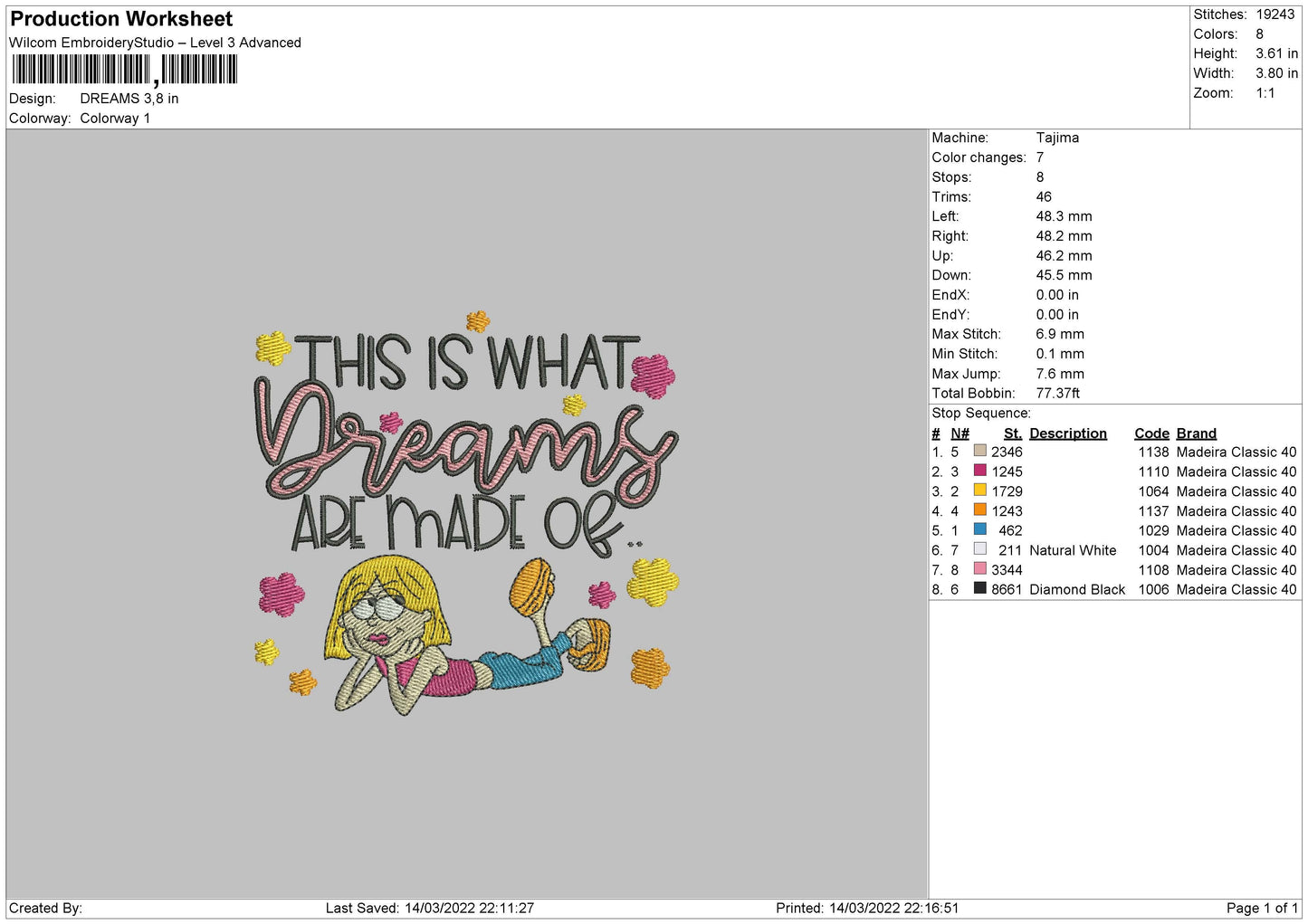 Dreams Embroidery File 4 size
