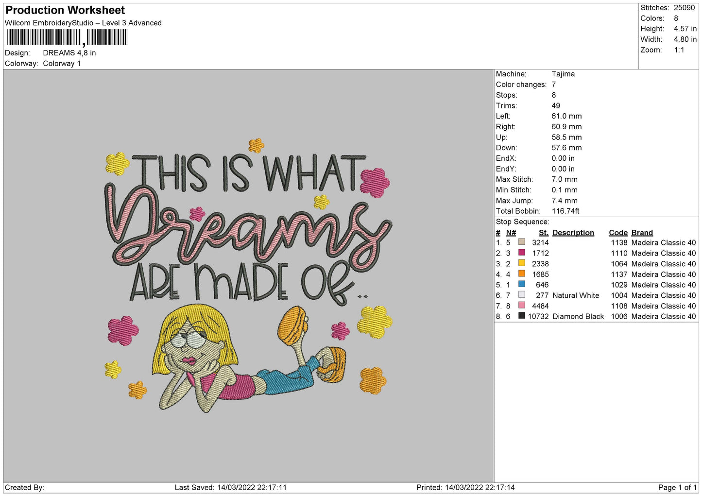 Dreams Embroidery File 4 size