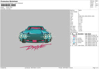 Drive Car Text Embroidery File 6 sizes