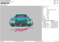 Drive Car Text Embroidery File 6 sizes
