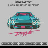 Drive Car Text Embroidery File 6 sizes