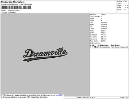 Dreamville Embroidery File 4 size