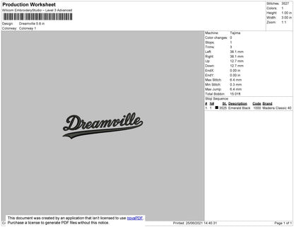 Dreamville Embroidery File 4 size