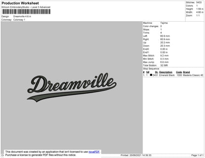 Dreamville Embroidery File 4 size