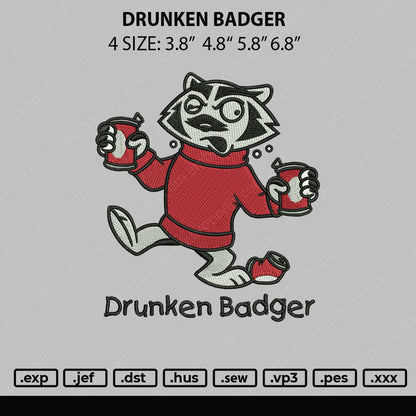 Drunker Budger Embroidery File 4 size