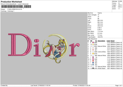 D Sailor Embroidery File 6 sizes