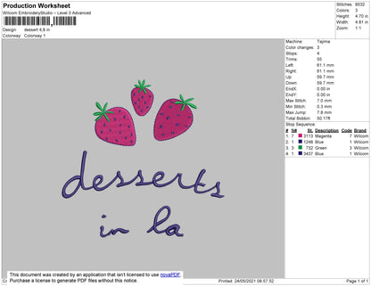 Desserts Embroidery File 4 size