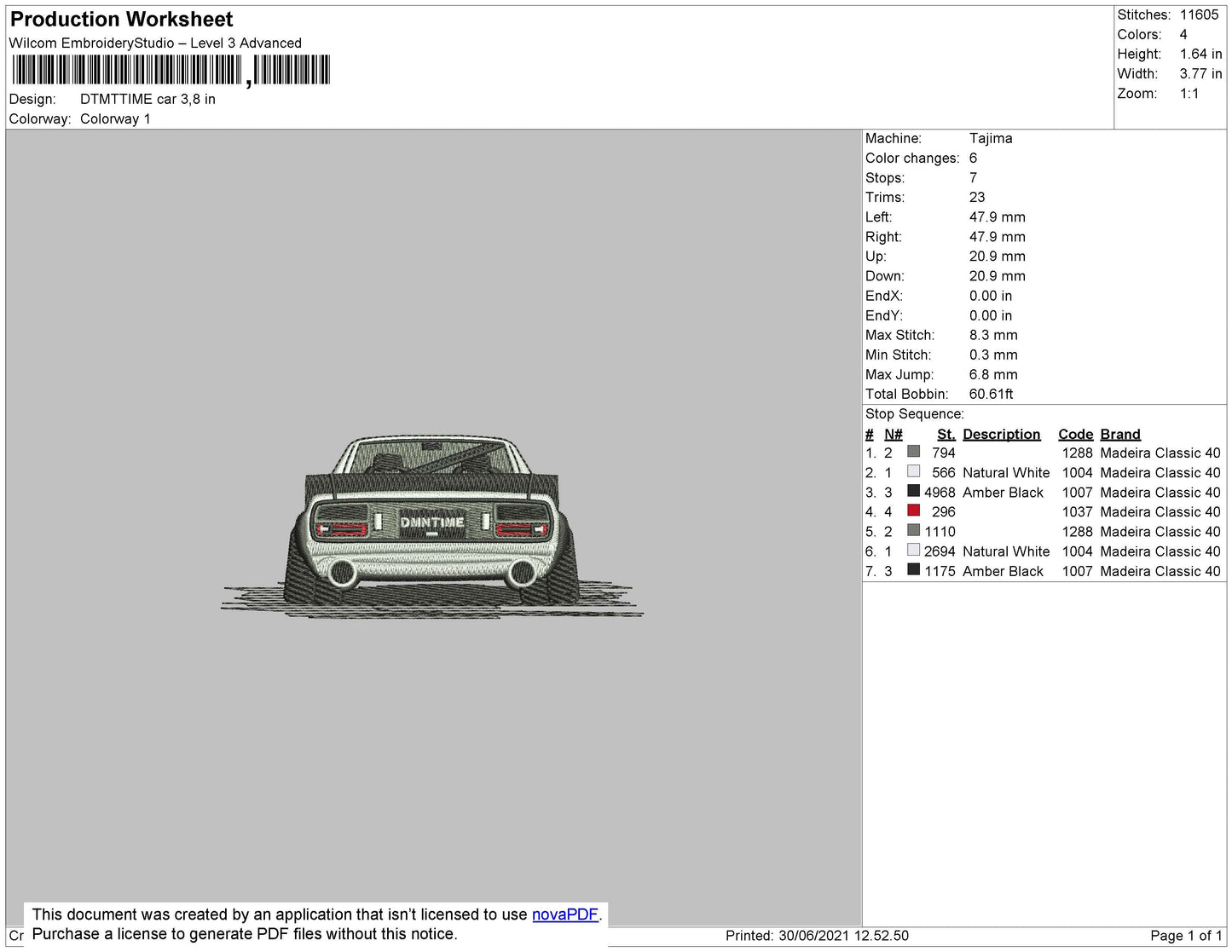 DTMTTIME Car Embroidery File 4 size