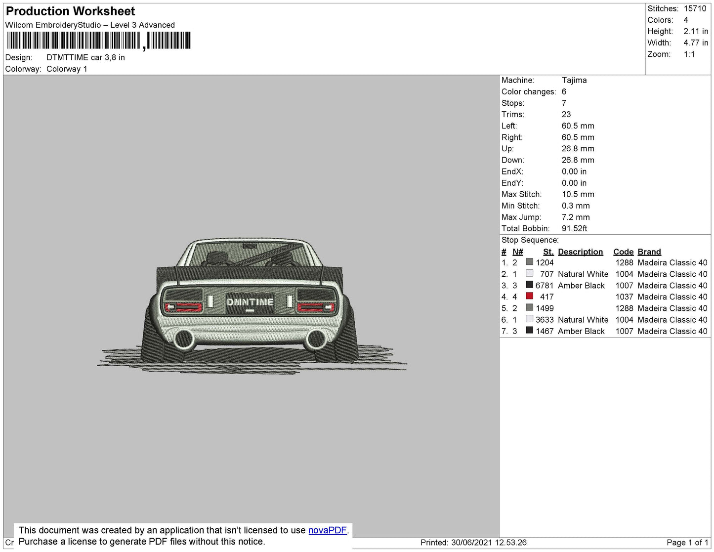 DTMTTIME Car Embroidery File 4 size