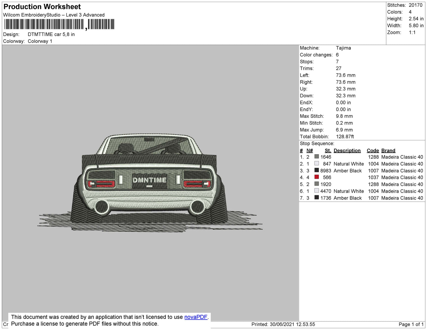 DTMTTIME Car Embroidery File 4 size