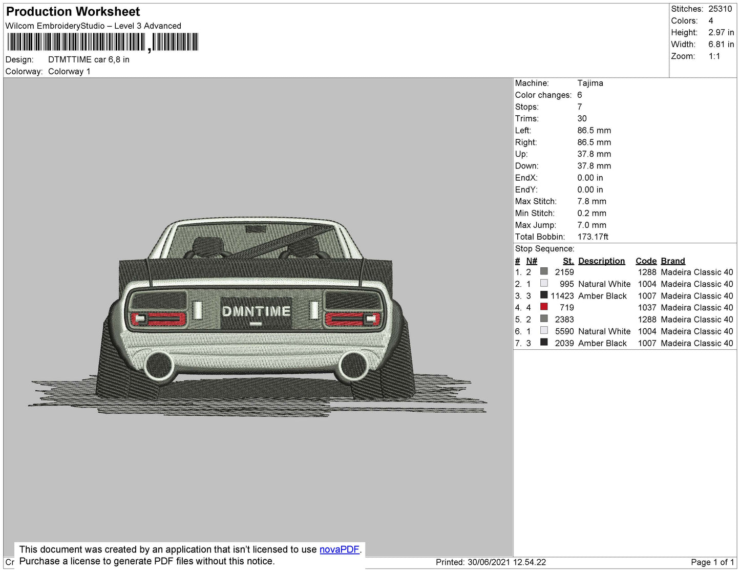 DTMTTIME Car Embroidery File 4 size