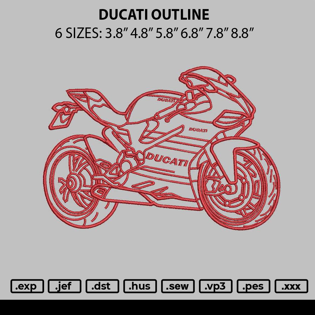 Ducati Outline Embroidery File 6 sizes