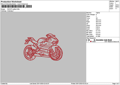 Ducati Outline Embroidery File 6 sizes