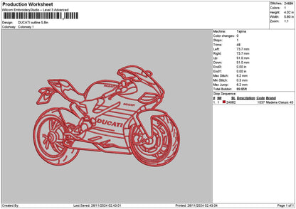 Ducati Outline Embroidery File 6 sizes