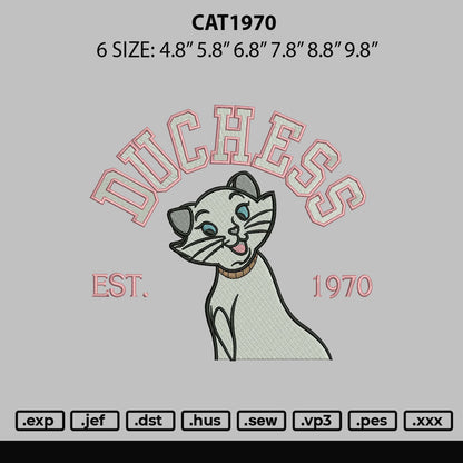 Cat1970 Embroidery File 6 sizes