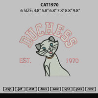 Cat1970 Embroidery File 6 sizes