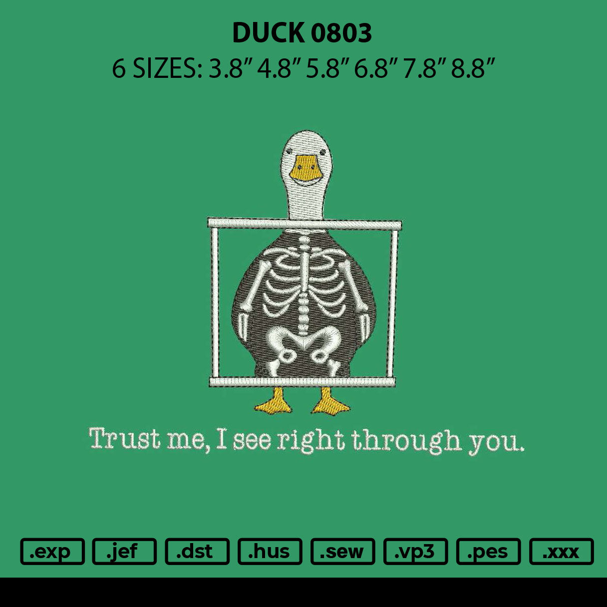 Duck 0803 Embroidery File 6 sizes
