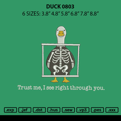 Duck 0803 Embroidery File 6 sizes
