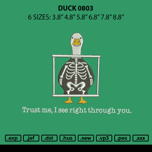 Duck 0803 Embroidery File 6 sizes