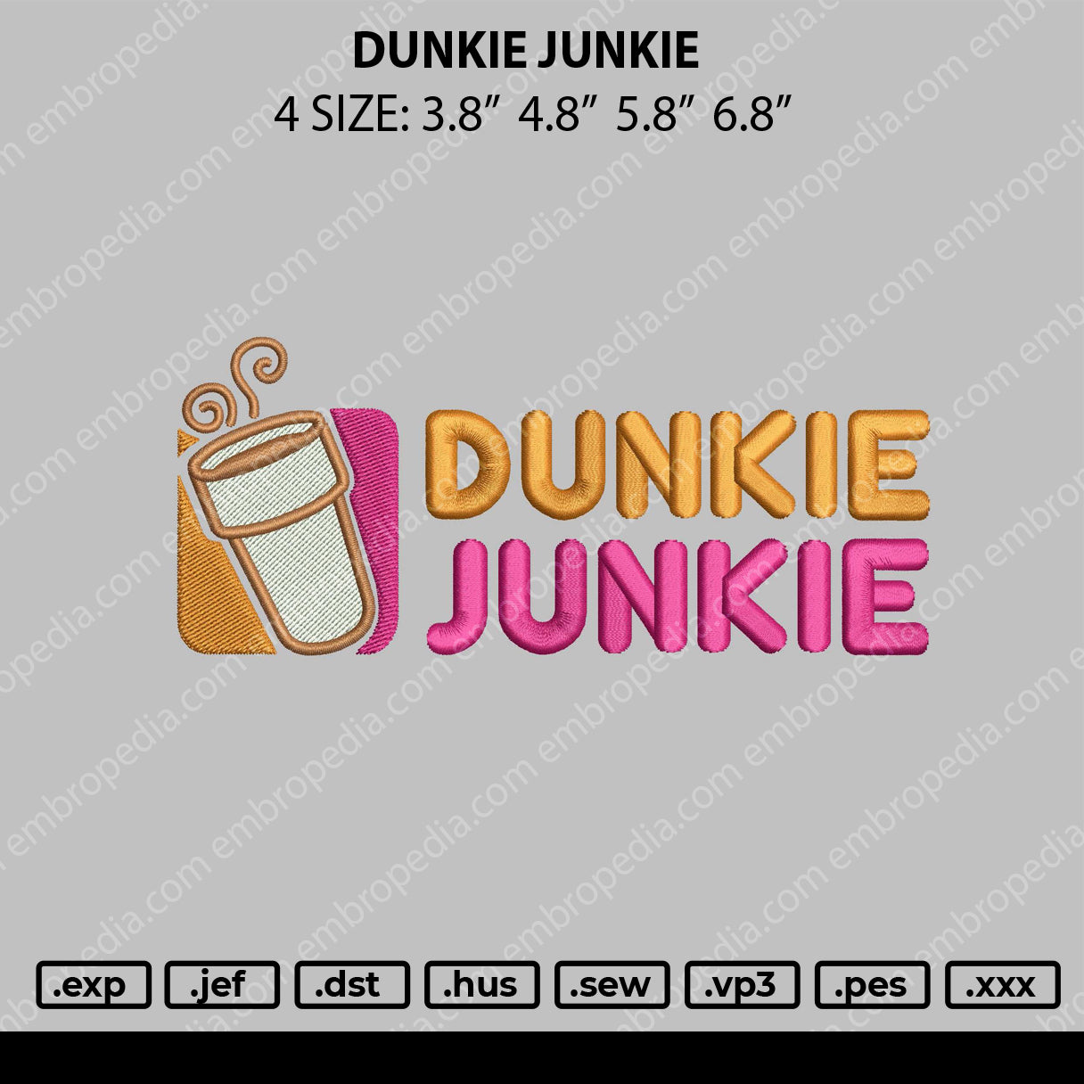 Dunkie Junkie Embroidery File 4 size