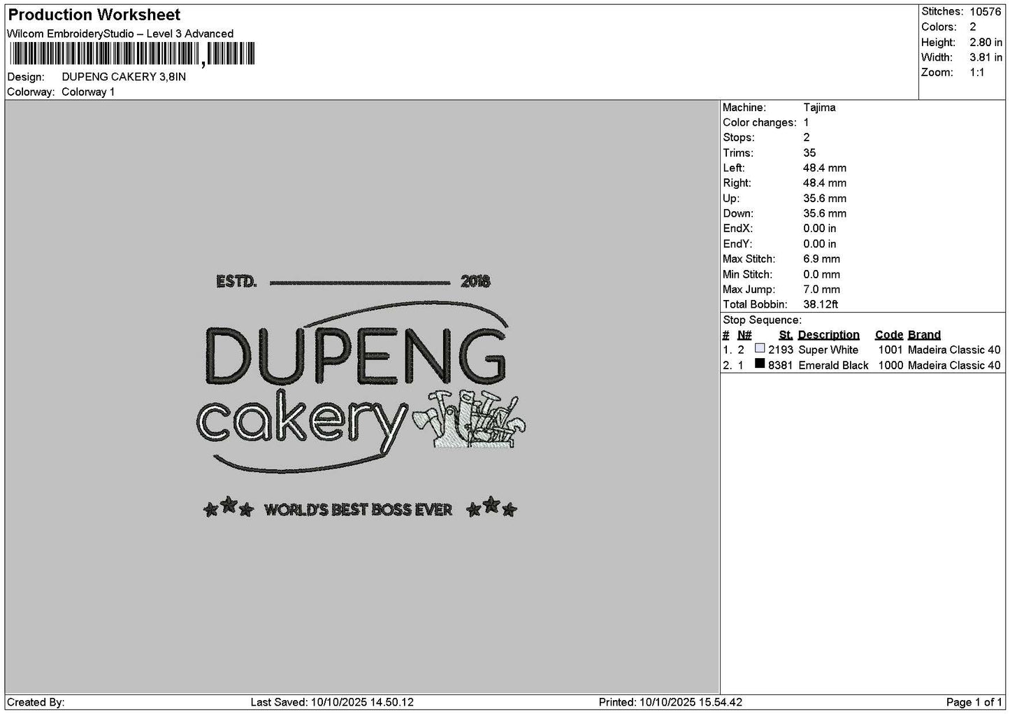 Dupengtext Embroidery File 6 sizes