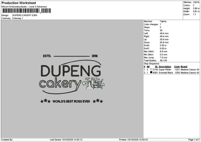 Dupengtext Embroidery File 6 sizes