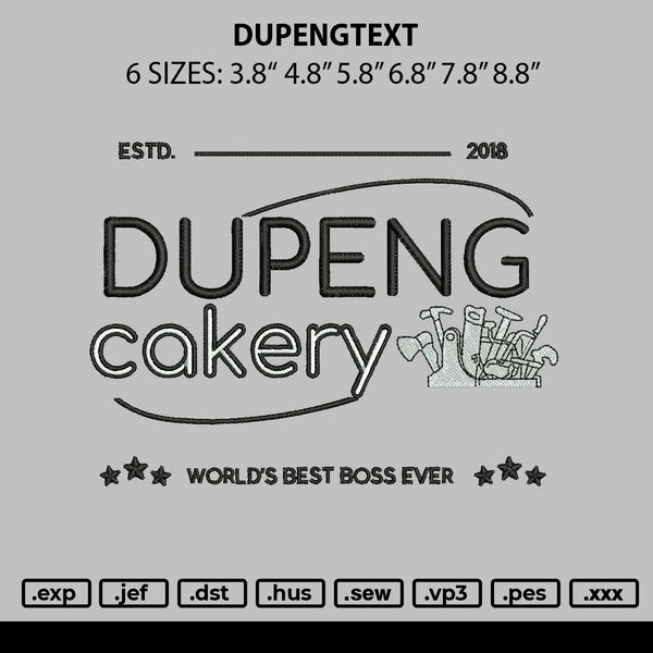 Dupengtext Embroidery File 6 sizes