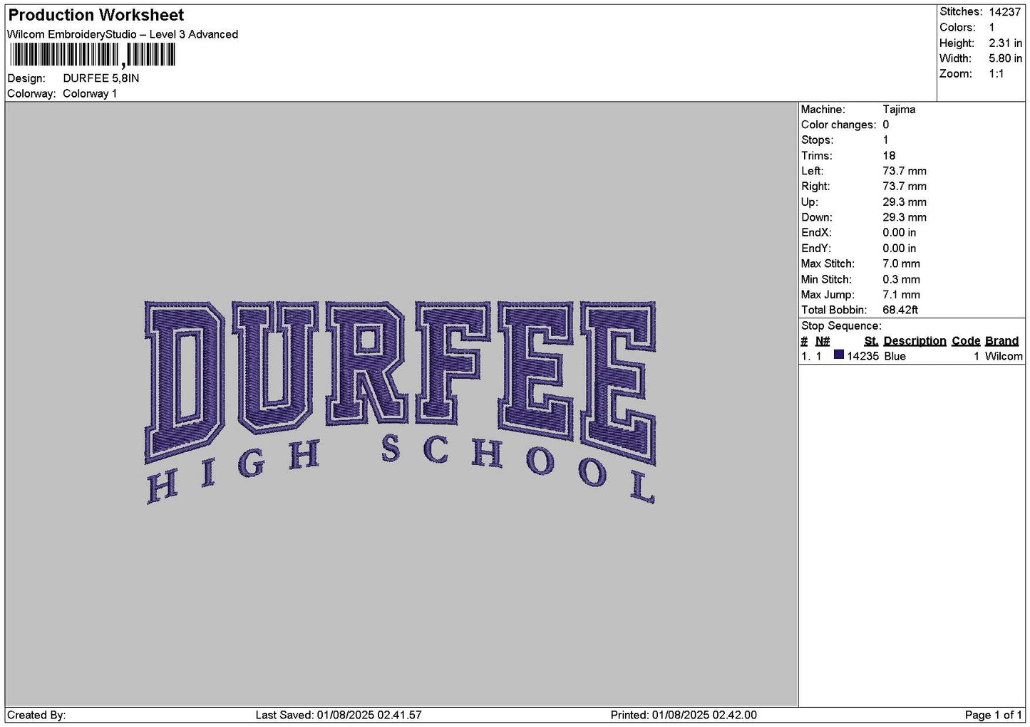 Durfeetext Embroidery File 6 sizes