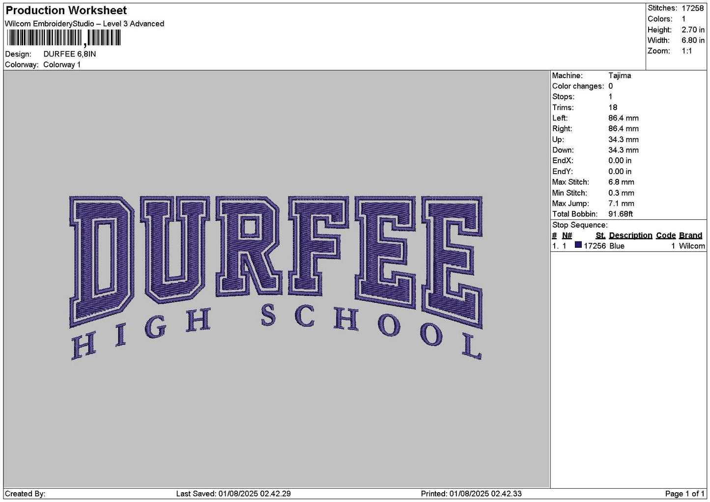 Durfeetext Embroidery File 6 sizes