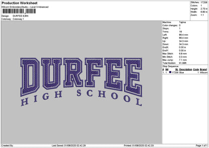 Durfeetext Embroidery File 6 sizes