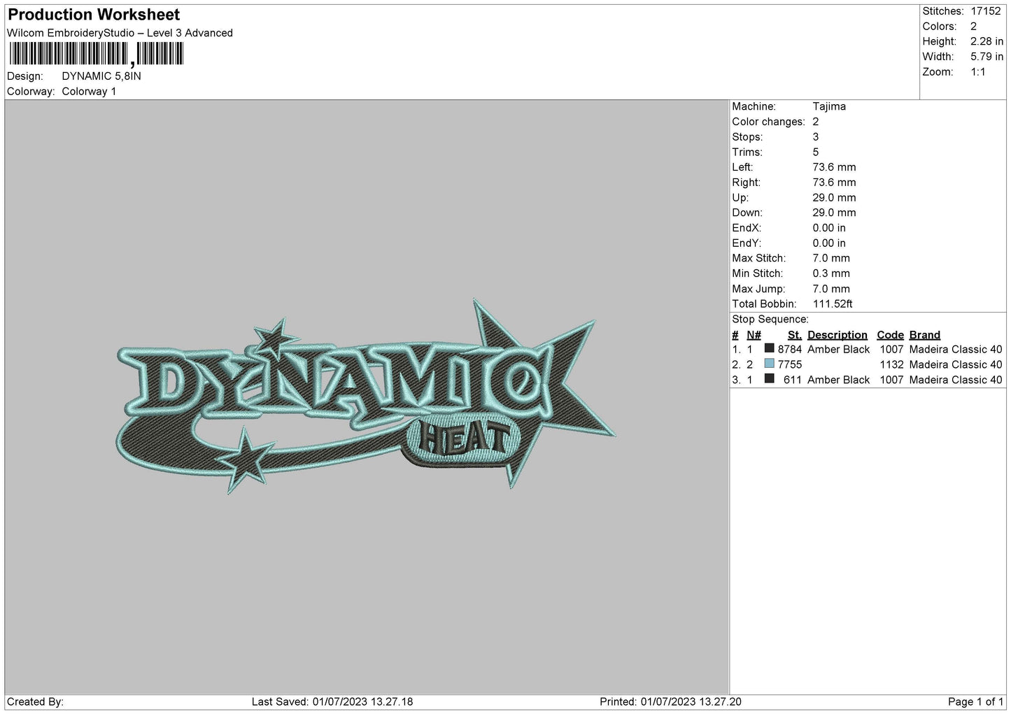 Dynamic Embroidery File 6 sizes