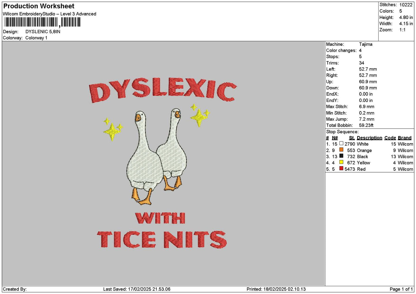 2duckstext Embroidery File 6 sizes