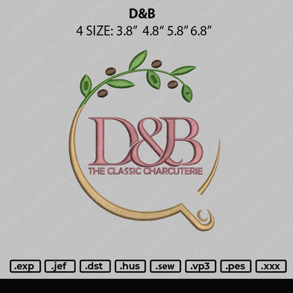 D&B Embroidery File 4 size