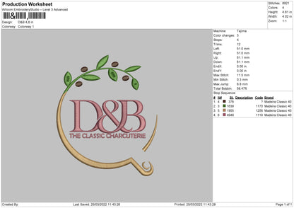 D&B Embroidery File 4 size
